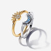 2024 New in Day & Night Ring Set Women Luxury DIY Jewelry Gift 925 Sterling Silver Celestial Sun & Moon Ring Set Hot Sale