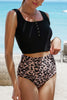 Leopard Square Neck Sleeveless Fashion Print Tankini Set