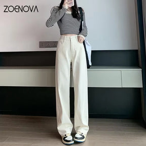 High Waisted Jeans Y2K Fashion Women Clothing Blue Black Straight Leg Denim Pants Trousers Mom Jean Baggy Trousers Tall