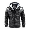 Spliced PU Leather Jackets Zipper Hooded Men Faux Leather Long Sleeve Solid Pockets Cardigan Loose Coat High Street 2024