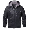 Men'S Real Leather Jacket Men Motorcycle Removable Hood Winter Coat Men Warm Genuine Leather Jackets