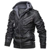 New Fashion Male Street Wear Motorcycle Leather Jackets Hat Detachable Men Hooded Leather Jackets Slim Casual Leather Coats 5XL