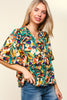 Haptics Full Size Frill Floral Puff Sleeve Peplum Blouse