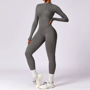 Yoga Jumpsuit Women Seamless Sports Zipper Jumpsuit Set Gym Long Sleeve Fitness Suit Elastic Gym Workout Bodysuit Athletic Wear