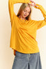 Davi & Dani Solid Color Boat Neck Long Sleeve T-Shirt