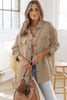 Beige Plus Size Textured Flap Pockets Jacket