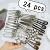 24Pcs Silver Y2K Hair Clips for Women Elegant Metal Duckbill Clip Gilrs Hairpins Side Bangs Barrettes Girls Hair Accessories