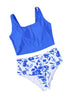 Leopard Square Neck Sleeveless Fashion Print Tankini Set