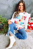 White XOXO Glitter Chenille Cable Knit Pullover Sweatshirt