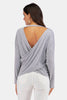 Perfee V-Neck Drop Shoulder Open Back Sweatshirt