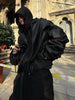 Autumn Winter Oversized Cool Black Thickened Warm Pu Leather Bomber Jacket Men Hood Luxury Designer Fake 2 Clothes