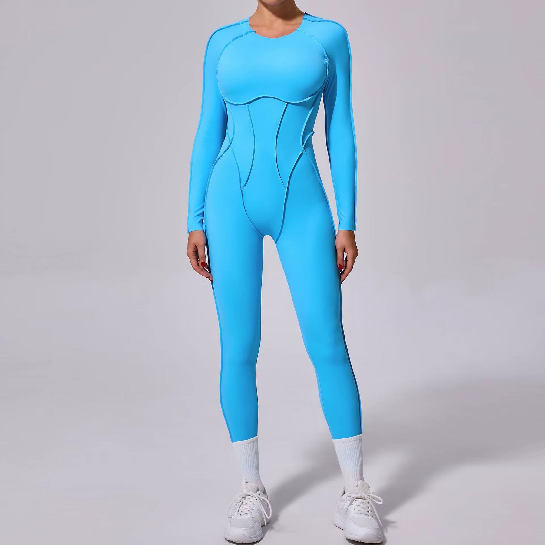 New Autumn/Winter Women'S One-Piece Yoga Jumpsuit Leggings Long-Sleeved Sexy Backless Slim Fit Sports Outfit