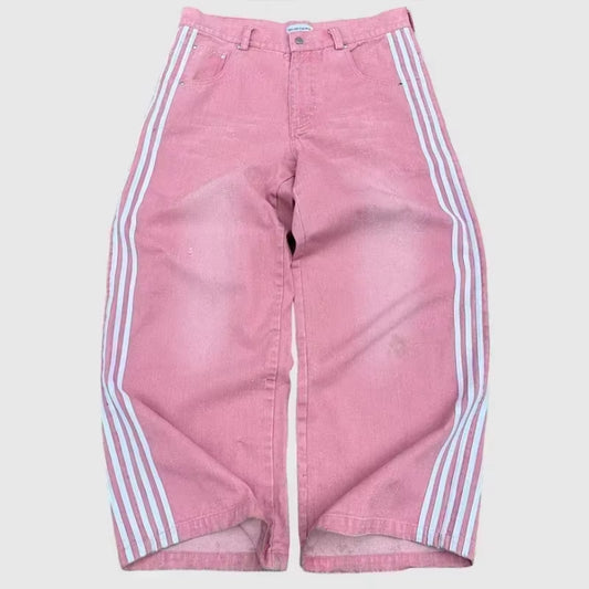 New Y2K Jeans Baggy High Quality Embroidered Striped Harajuku Sweatpants Hip Hop Streetwear Casual Wide Leg Denim Pants Aura