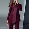 Solid Two Piece Sets for Women Lapel Long Sleeve Tunic Coat High Waist Pant Slimming Sets Female Fashion