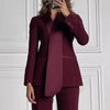 Solid Two Piece Sets for Women Lapel Long Sleeve Tunic Coat High Waist Pant Slimming Sets Female Fashion