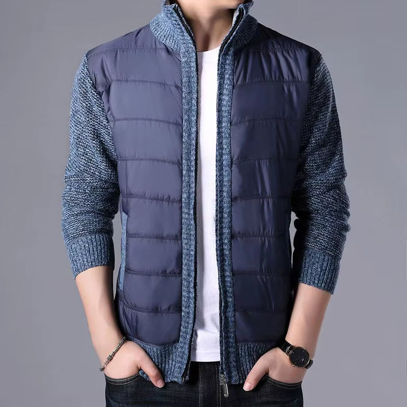 2023 New Men'S Thick Sweater Coat Male Autumn Winter Parkas Patchwork Sweatercoat Zipper Cardigans Sweater Man Jacket Outerwear