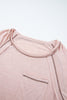 Dusty Pink Exposed Seam Detail Loose T-shirt