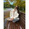 RZRA2024 New Winter Women'S Clothing Contrast Color Stripe Fleece Double-Sided Lapel Jacket Fashionable Warm Versatile