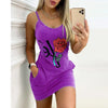 Summer Rose Printed Vest Dresses Women Sexy Sleeveless O-Neck Casual Pajamas Female Elegant Sling Bodycon Mini Dresses Vestidos