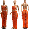 2023 New Crochet Tassel 2 Pieces Beach Outfits Cover Ups Sexy Women Crop Tops +Long Pants for Feamle Beach Wear Cover-Ups