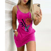 Summer Rose Printed Vest Dresses Women Sexy Sleeveless O-Neck Casual Pajamas Female Elegant Sling Bodycon Mini Dresses Vestidos