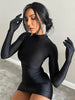 Solid Long Sleeve with Gloves Mini Dress Bodycon Sexy Streetwear Party Half Turtleneck Outfits Y2K Clothes Wholesale