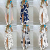 Women Boho Shirt Dress Summer Turn-Down Collar Single Breasted Button Irregular Long Dress Female Sexy Letter Print Maxi Dresses