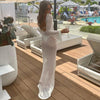 Women Summer High Quality Long Knit Bikini Cover-Ups Beachwear Sexy Backless Long Sleeve Hollow Beach Cover up Dresses