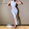 Y2K Evening Dress Halter Vest New Summer Dress Elegant Sexy Simple Black Sleeveless Bandage Sexy High Slit Bandage Maxi Dress